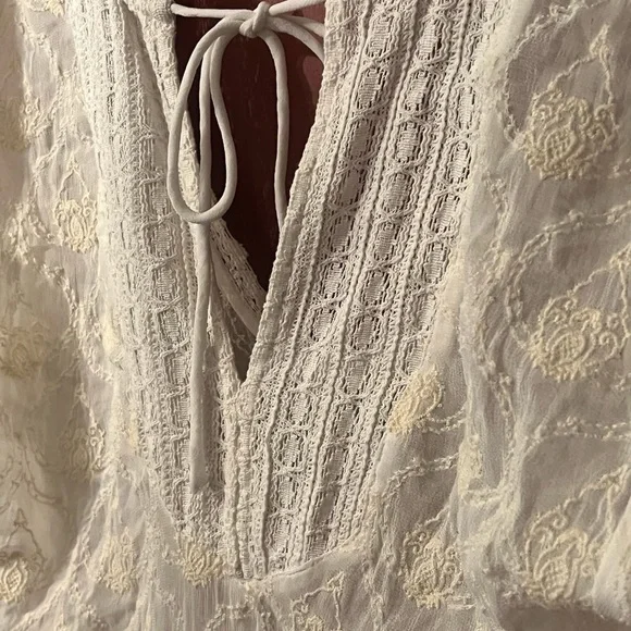 Anthropolgie silky lace embroidery top Sz XS cover up mini dress - Picture 7 of 9